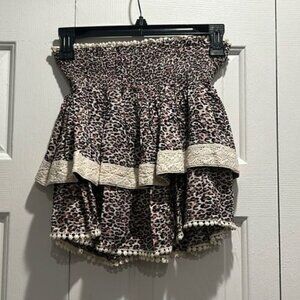 Print Skirt, Smocked Waist, Size M